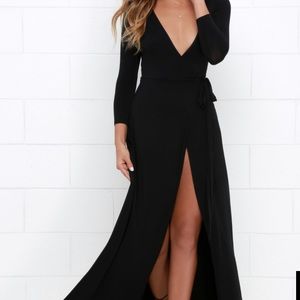 GARDEN DISTRICT BLACK WRAP MAXI DRESS. XL